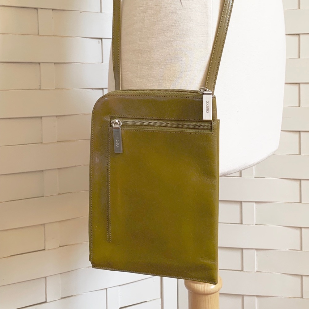 Small Hobo green leather crossbody bag